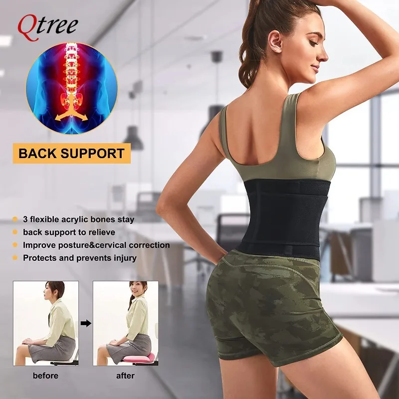 Qtree Waist Trainer Cincher Belt for Women Tummy Control Sauna Sweat Trimmer Body Shaper Sport Girdle Workout Slim Belly Band