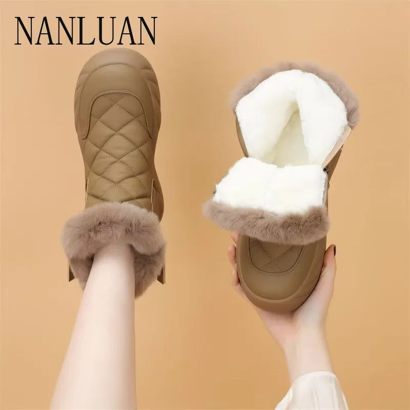 2024 Boutique  Winter Women's Boots Comfortable Thick Soles Fashionable Women's Shoes High Quality Cotton-filled Warm Snow Boots