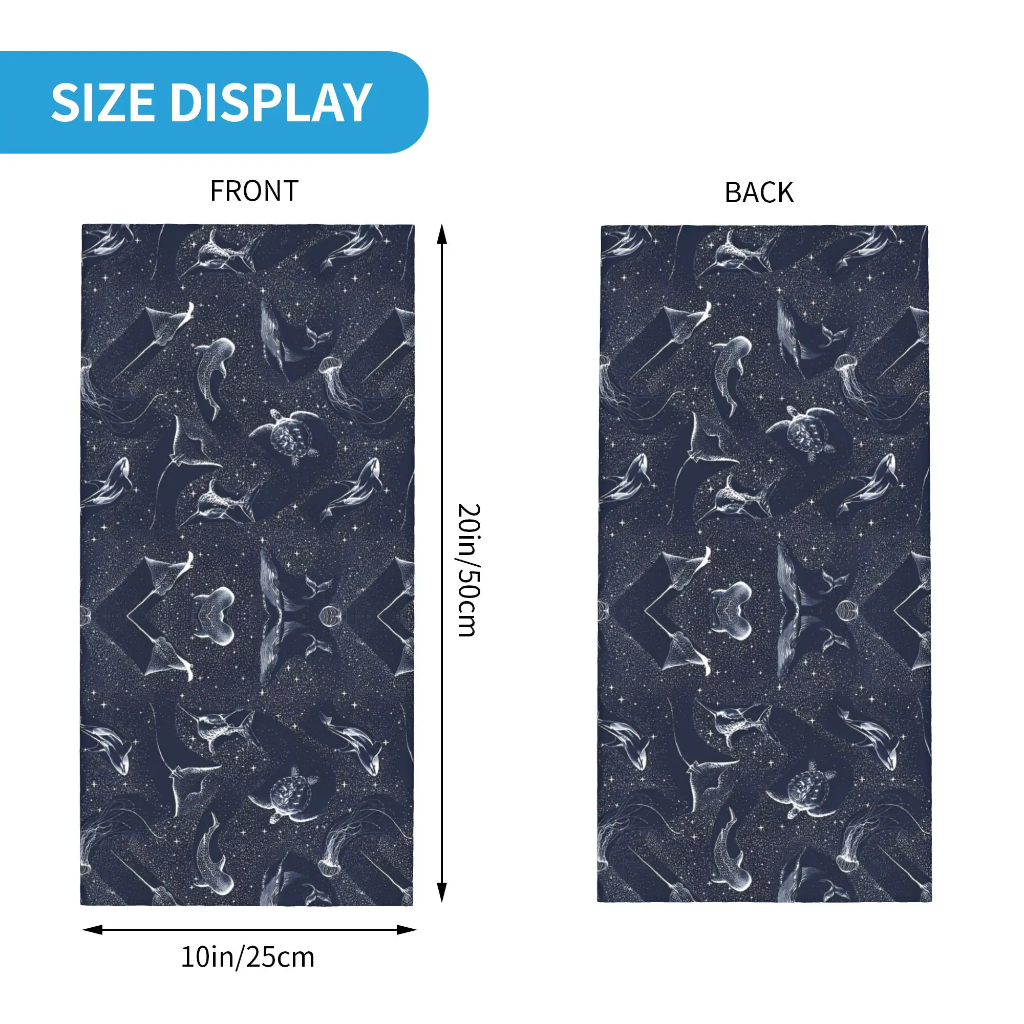 Cosmic Ocean Pattern  Bandana Neck Gaiter Starry Whale Sharks Wrap Scarf Multi-use Headband Running Unisex Adult Windproof