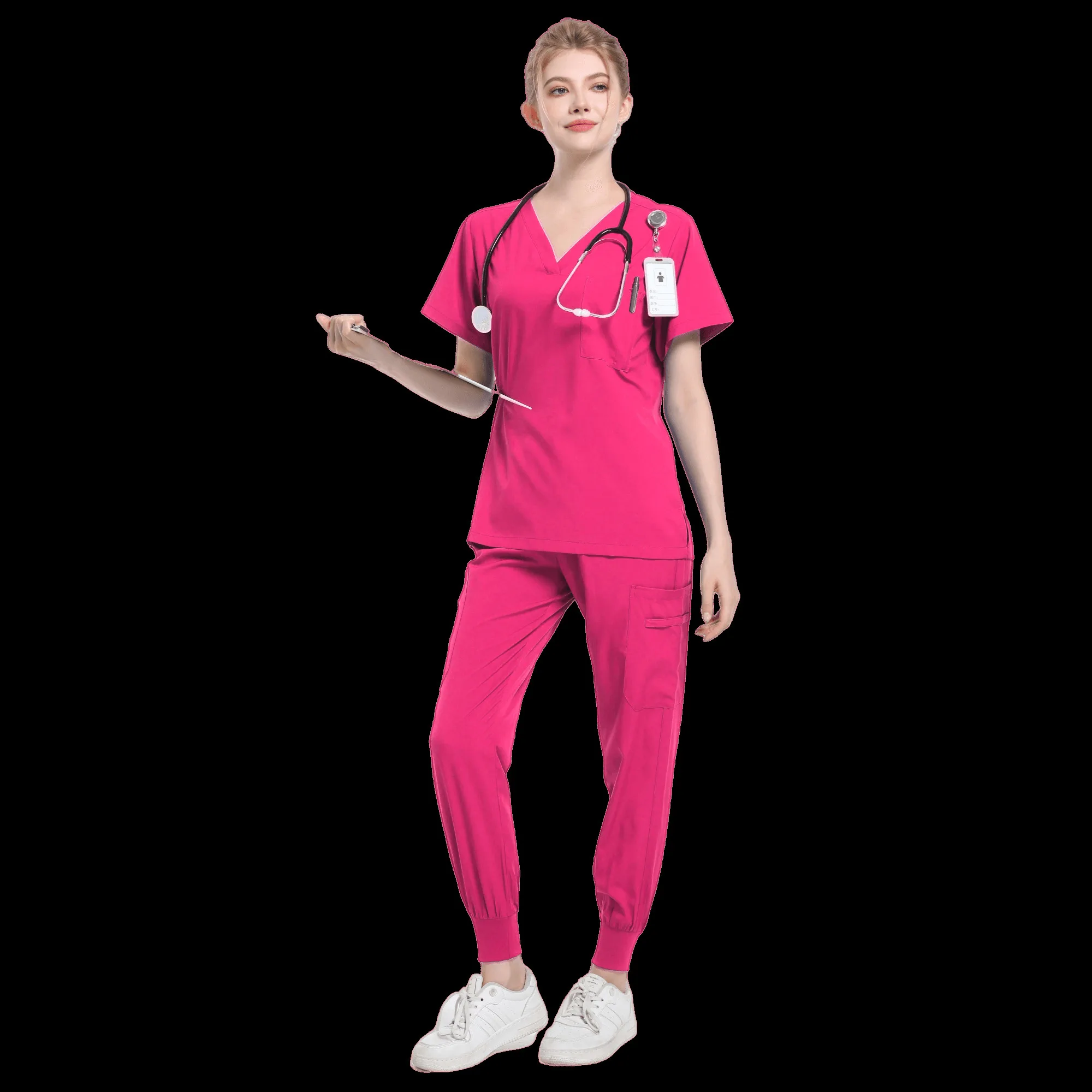 Conjunto de esfrega feminino, camiseta médica, uniforme de enfermeira para hospital, macacão de salão de beleza para senhoras, elegante