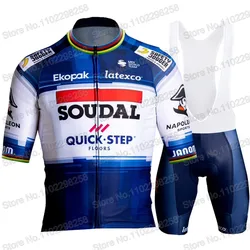 2023 Soudal Quick Step Team Cycling Jersey Set Mens World Champion Clothing Summer Road Bike Shirts Suit Bicycle Bib Shorts Ropa