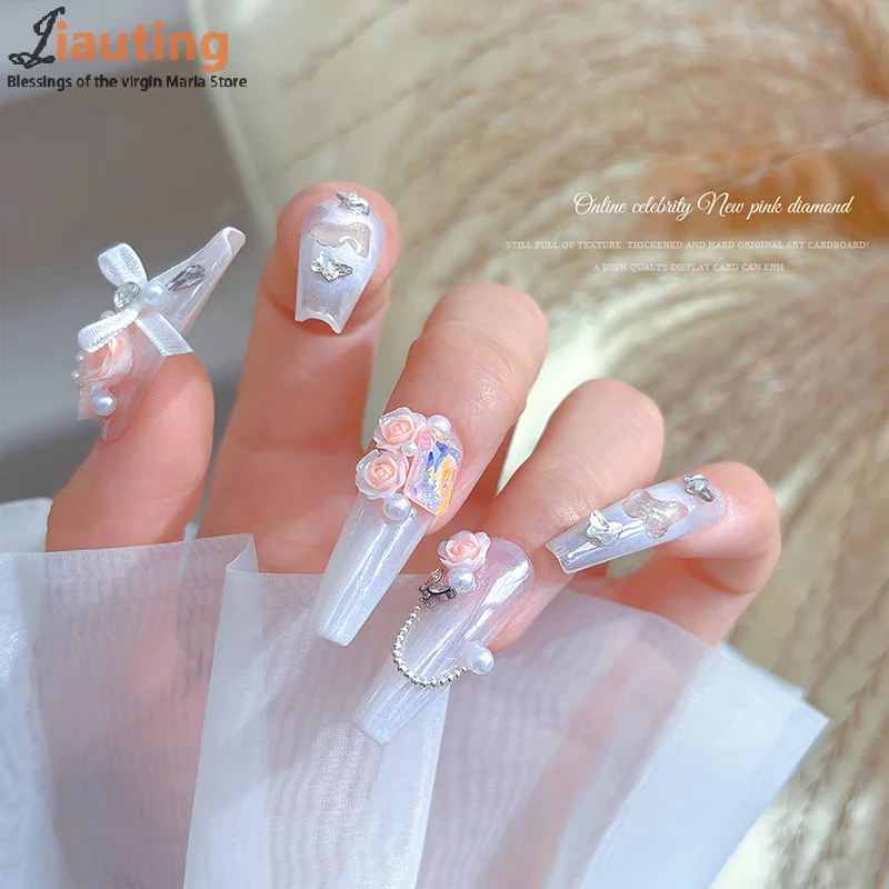 100PCS Nail Art Mini Flower Resin Gem Stones DIY Nail Crafts 3D Stickers For Gel Polish Nail Accessories Multi-Colors Rose