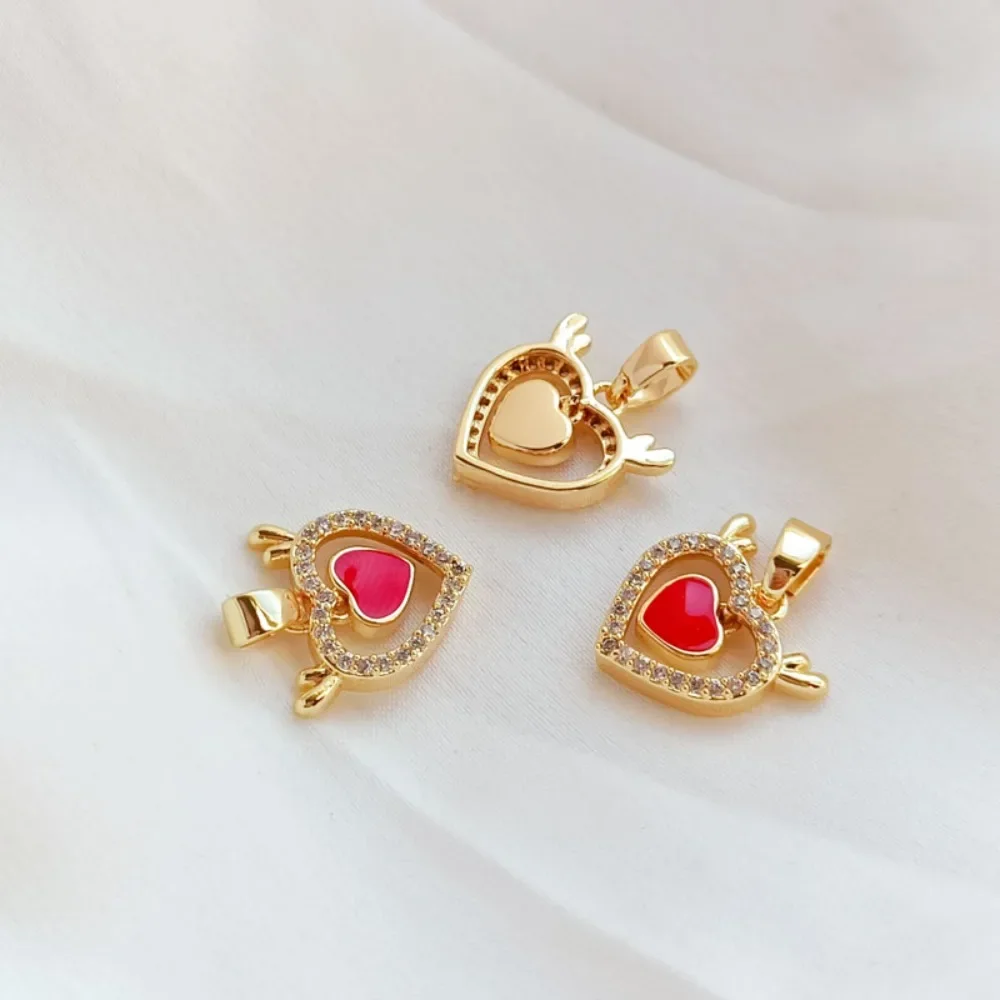 

Accessories 14K Zircon Oil Drop Heart Pendant, Heart-shaped Pendant, Bracelet, Necklace, DIY Jewelry and Accessories