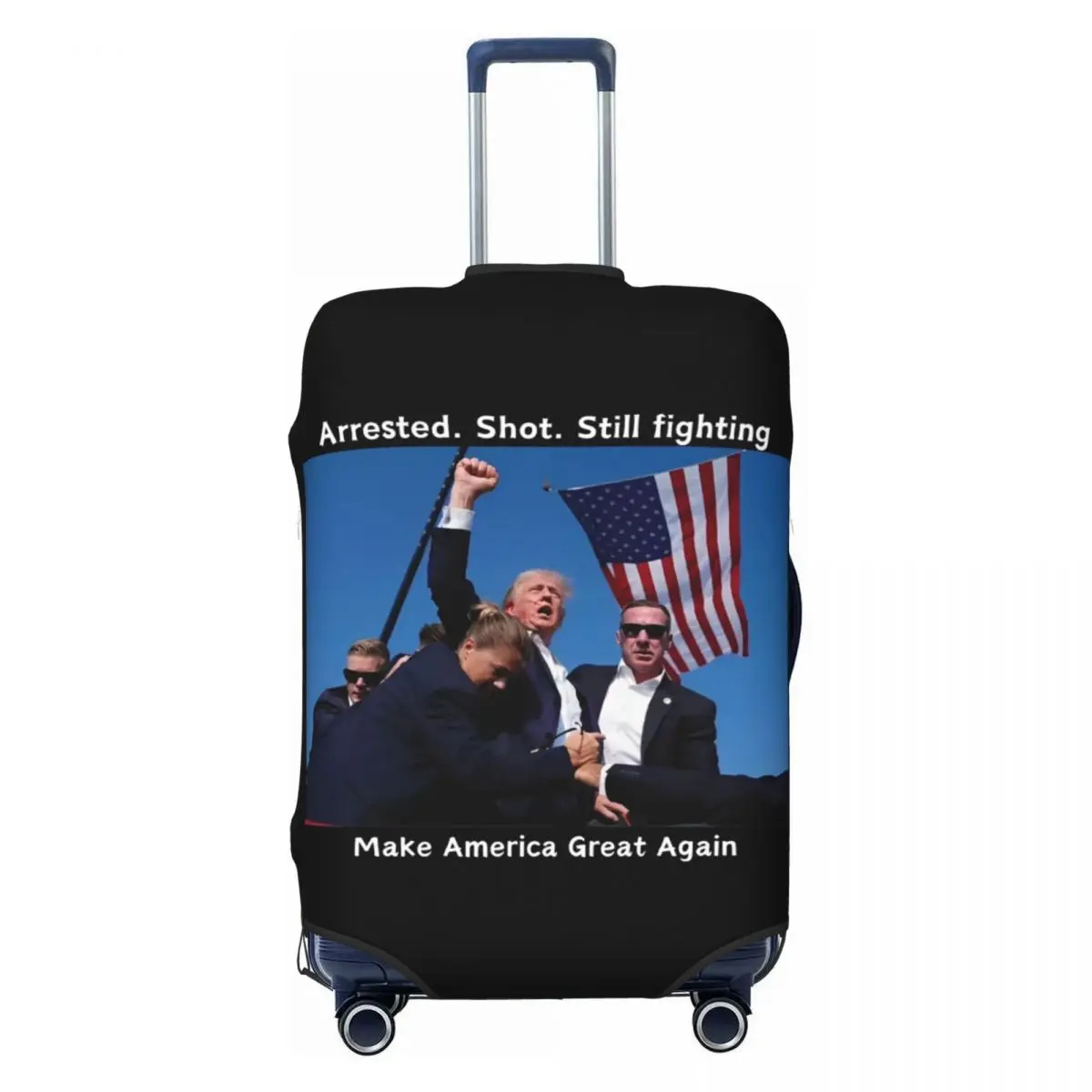 2024 Trump Suitcase Cover Fun Travel Protector LuggageArrested. Shot. Still fighting Make America Great Again Accesories Holiday