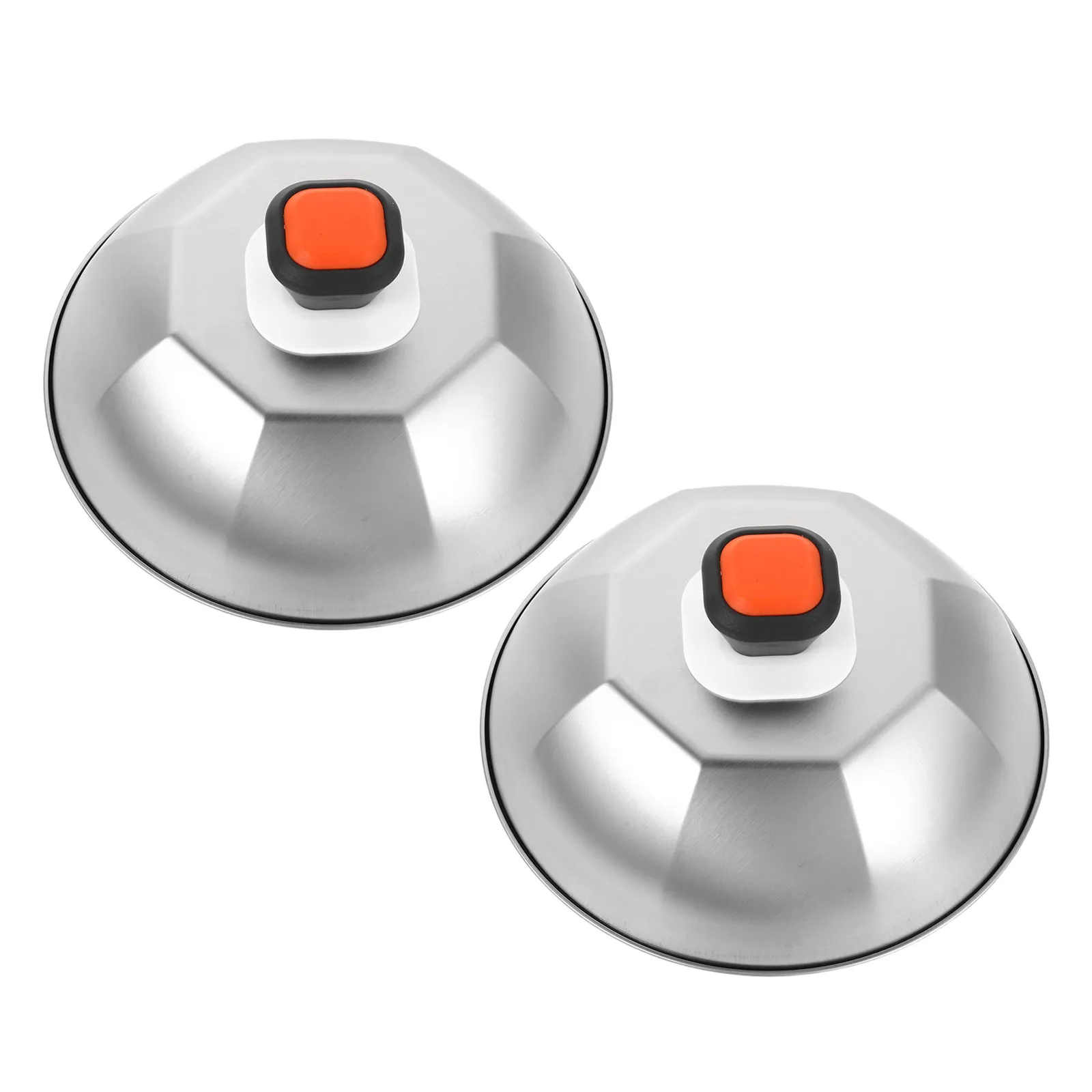 2Pcs Stainless Steel Soccer Shape Grill Dome Lid Steam Basting Cover Cooking Cloche for Grill Bbq Camping Picnics