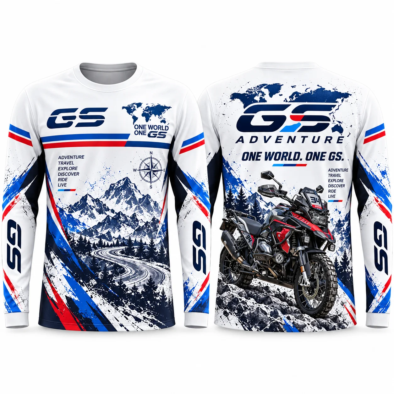 New GS Adventure Motocross Long Sleeve T Shirt Men Motorcycle Off Road Racing Jersey Rider Fan Outdoor Street Fashion Top
