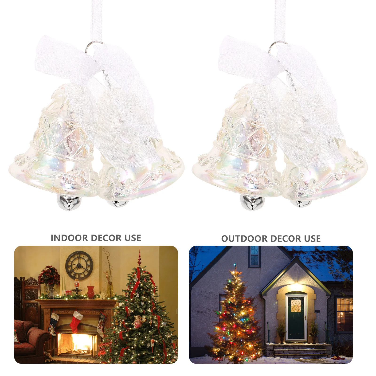 

Christmas Tree Hanging Bell Acrylic Clear Decorative Ornament for Holiday Party Home Hotel Window Fireplace Decor