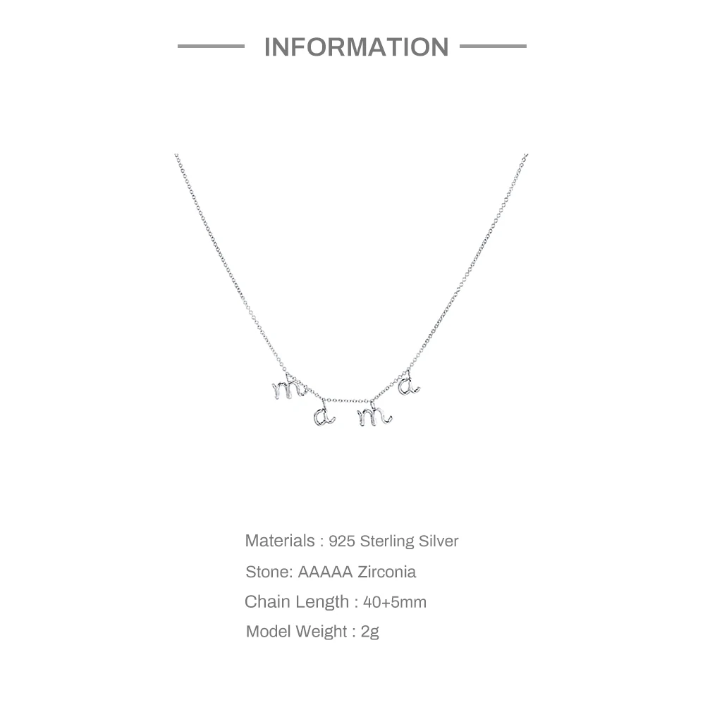 925 Sterling Silver Mother's Day Mama Letter Pendant Necklace For Women Mom Nameplate Clavicle Chain Choker Jewelry Gift