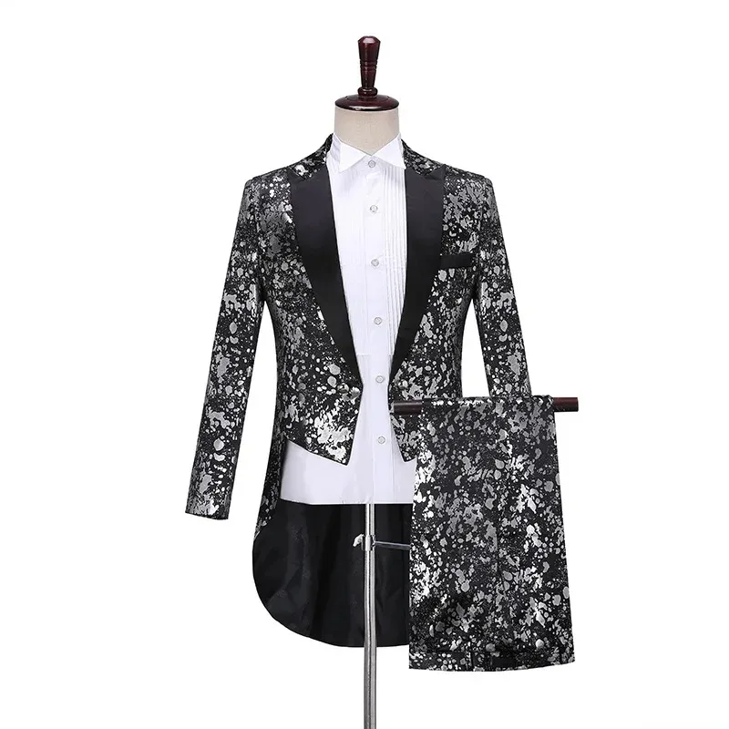 Men's Magic Dress Leopard Print Tuxedo Suit Fashion Conductor Stage Singer Jazz Dance Performance Dress