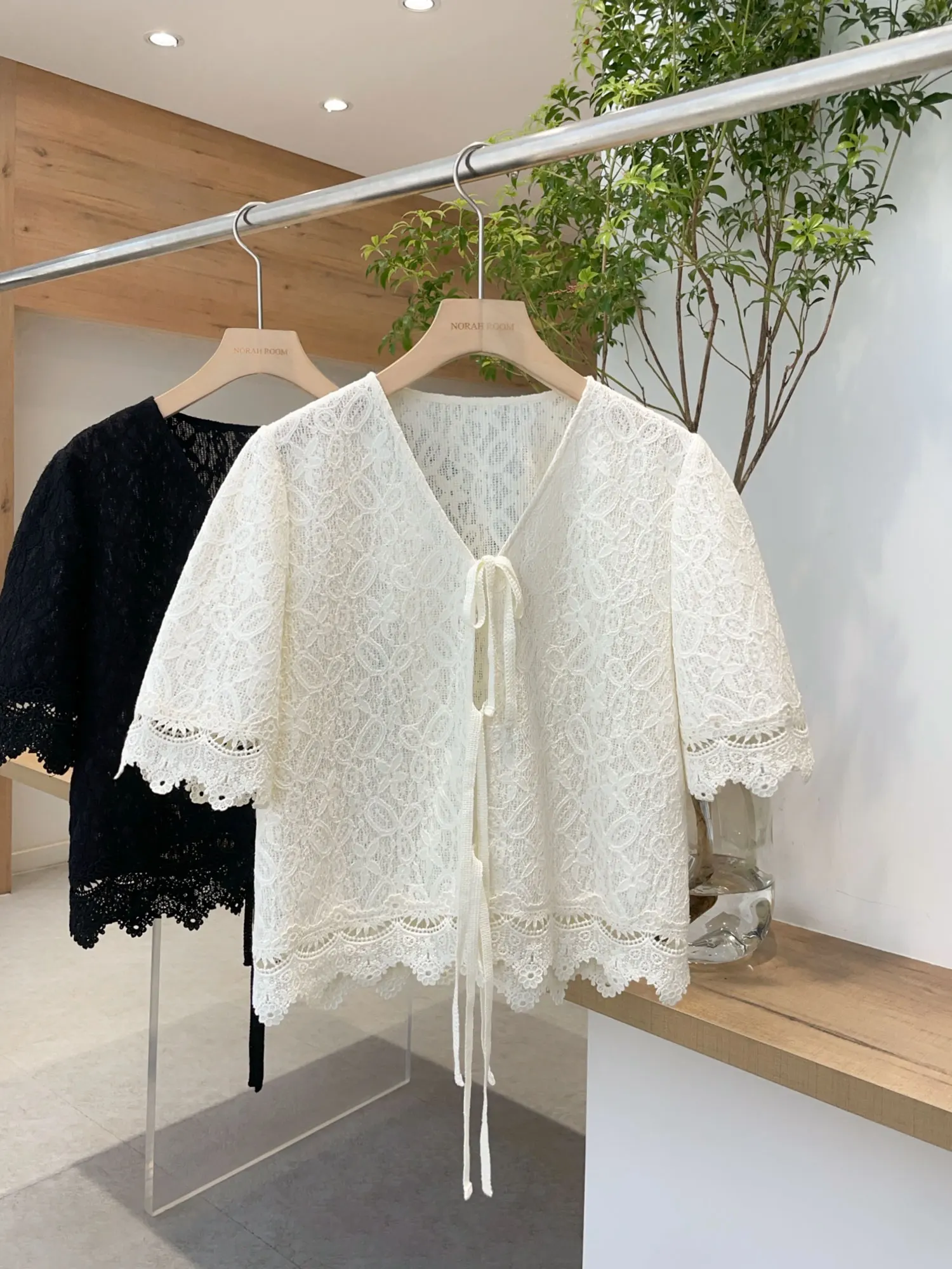 

Exquisite Voca Lace ort Sve irt Brand Noxiao La Summer 2025 New Arrival Korean Sle Straight Cut Cotton Blend