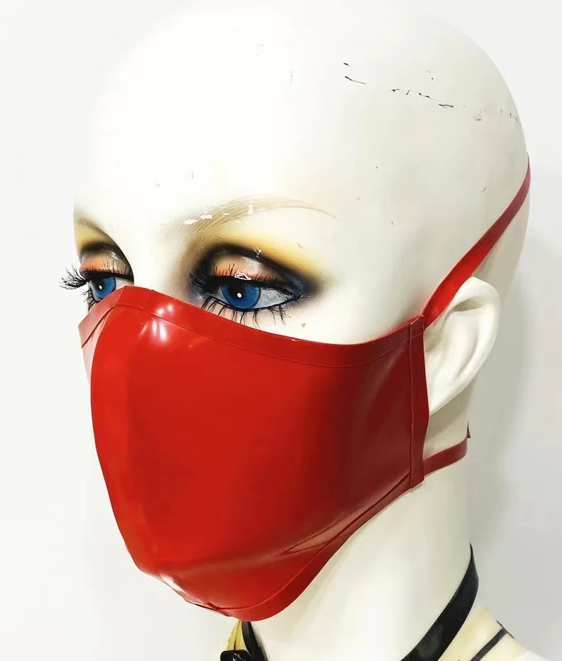 Unisex Latex Face Mask Rubber Hood with Mouth Plug and 15cm Nose Tube