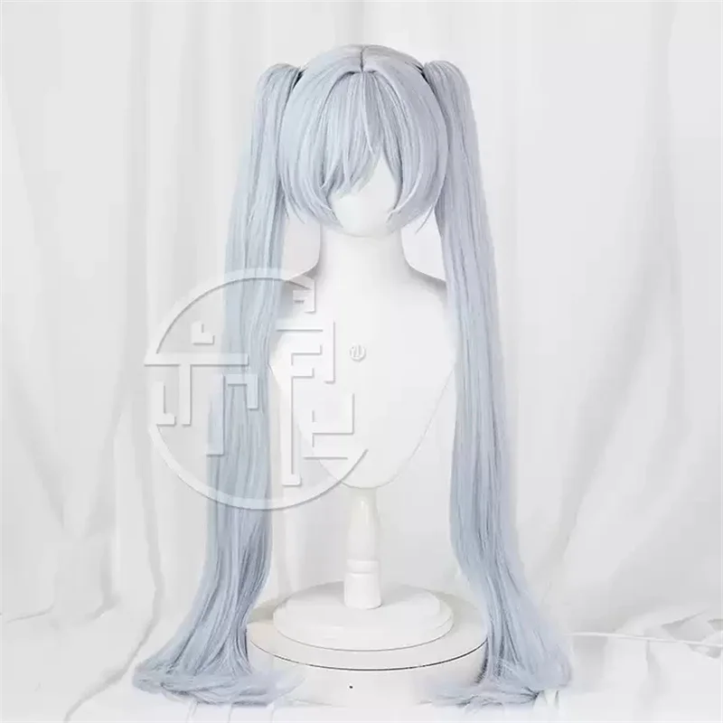 

Новая богиня победы: Nikke Золушка, стеклянный парик принцессы для косплея, серый двойной хвост, длинные волосы, синтетический парик + шапочка для парика