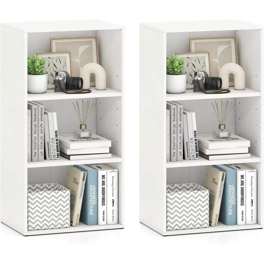 

2-Tier 3-Cube Bookcase with Open Storage, Multifunctional Home Office Furniture, White