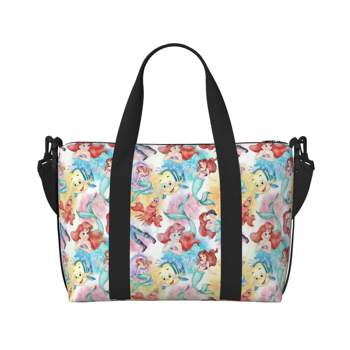 Custom The Little Mermaid Grocery Shopping Tote Bags Women Large Capacity Gym Beach Travel Bags