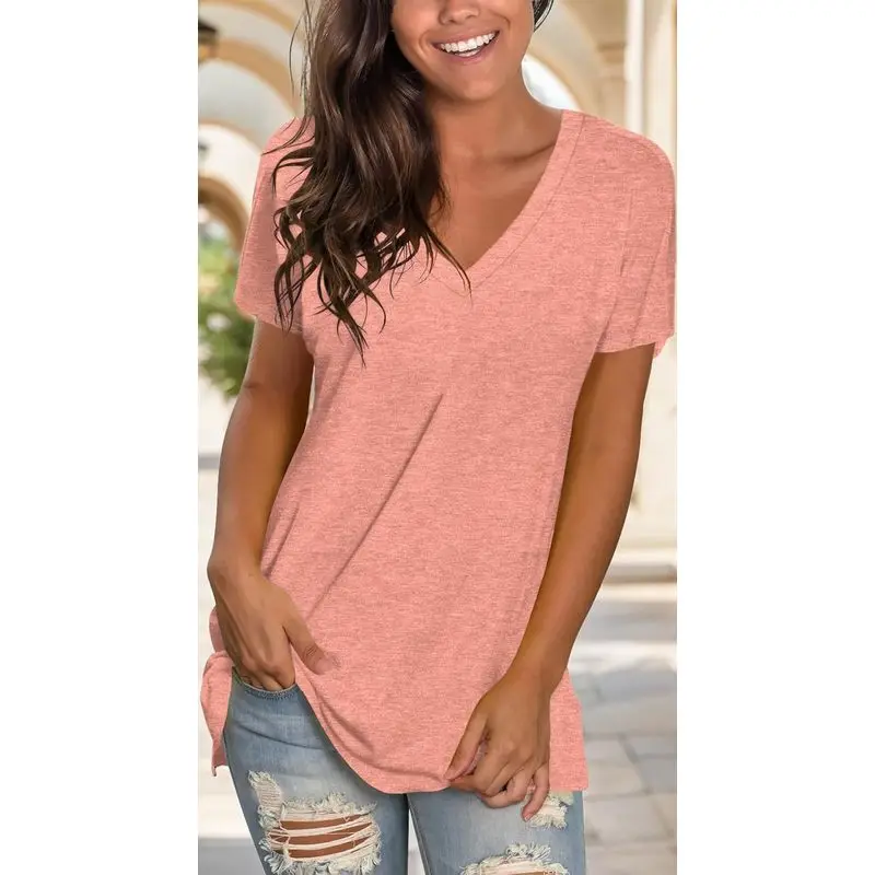 Womens Shirts Basic Tee Loose Fitting Casual Short Sleeve Tops