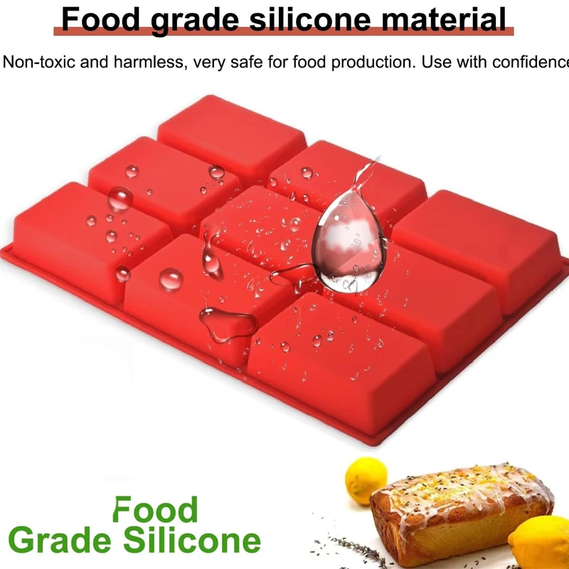 Silicone Mini Loaf Pans, Non-Stick Mini Bread Pans, 9 Cavities Silicone Bread Baking Mold, Perfect for Mini Loaf, Cake, Bread a