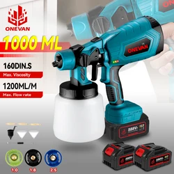 1000ML/1400ML Cordless Electric Spray Gun Paint Sprayer Furniture Steel Coating Airbrush Power Tool For Makita 18V Battery Pin
