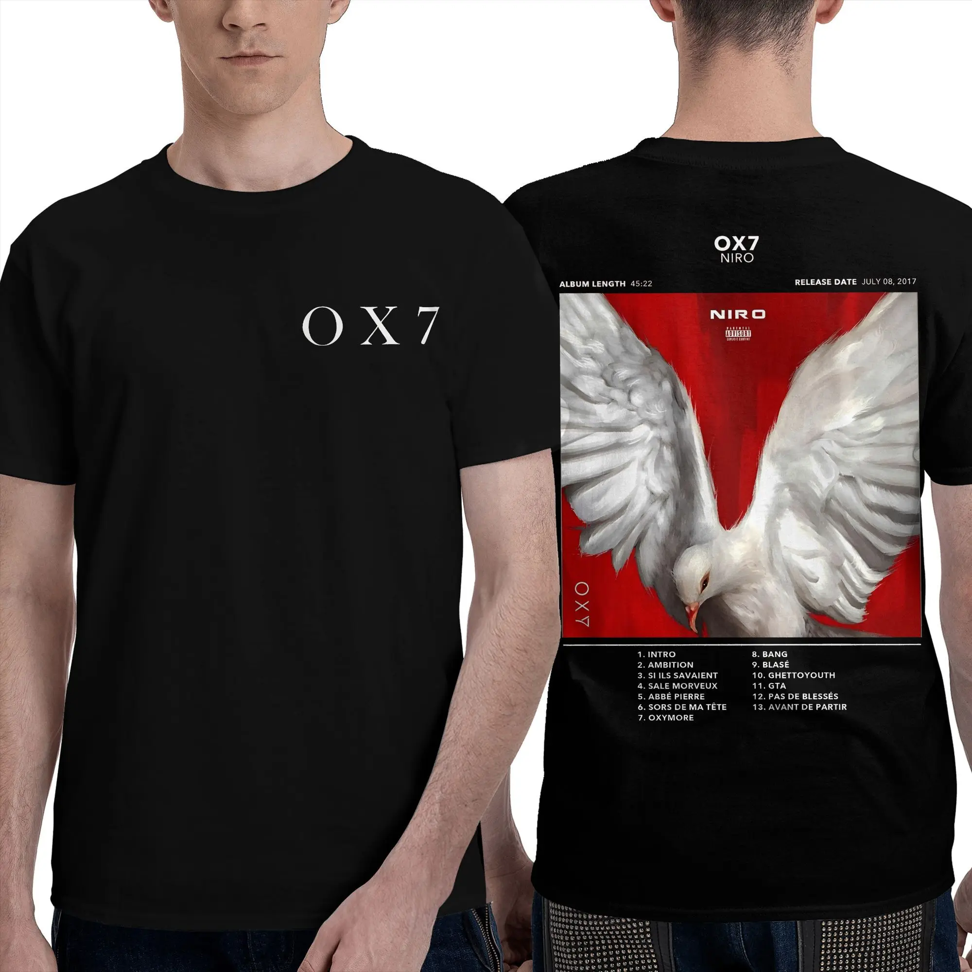 مغني الراب نيرو ألبوم OX7 تي شيرت الرجال النساء القطن الخالص تي شيرت غير رسمي طاقم الرقبة تي شيرت ملابس قصيرة الأكمام هدية عيد ميلاد #1