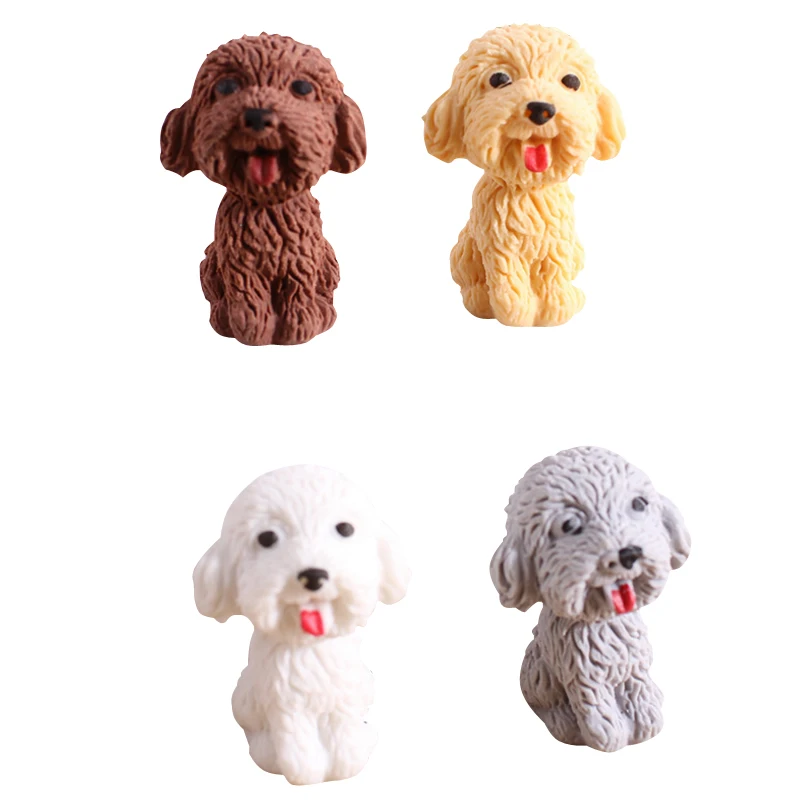 4pcs/lot Cute Teddy dog eraser Cartoon animals pet rubber eraser kawaii school supplies kids gifts 4 styles Random design