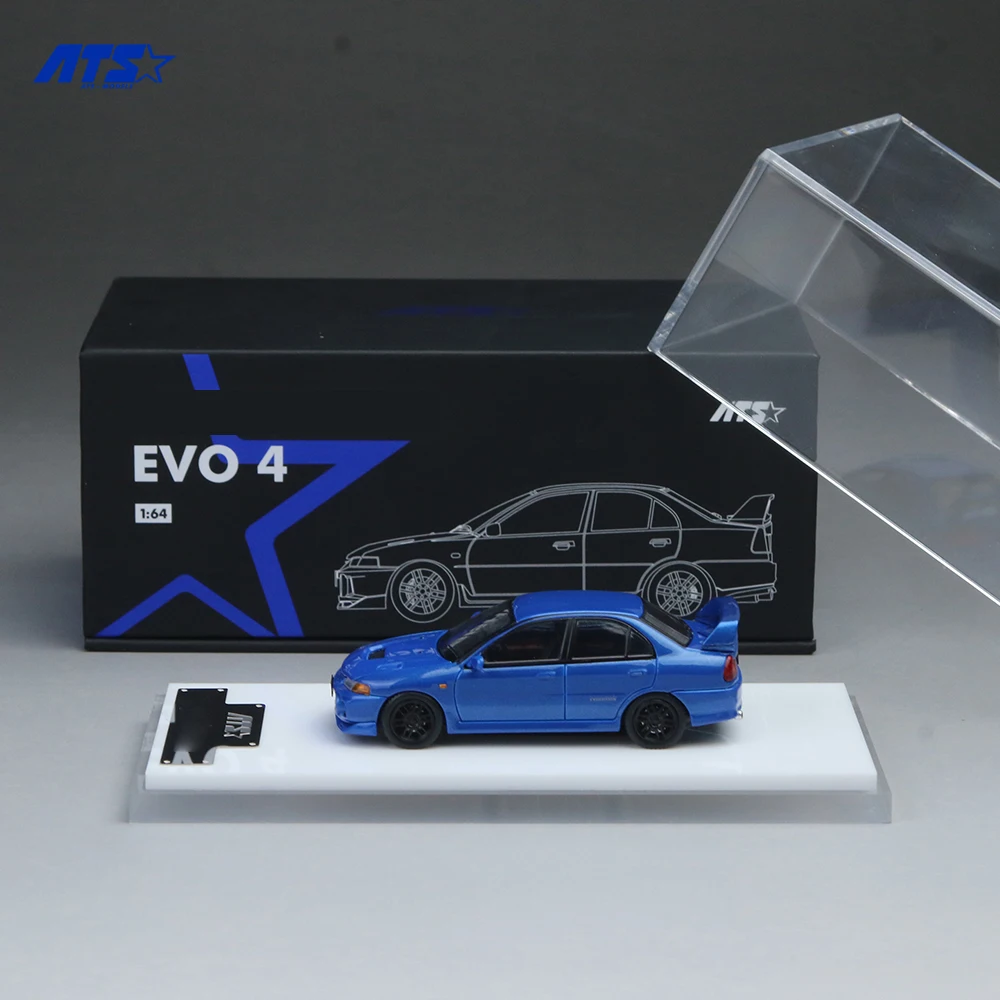 *Précommande*ATS 1:64 Evo 4e génération-modèle de voiture en alliage de Simulation de peinture bleue pour loisirs, objets de collection et affichage