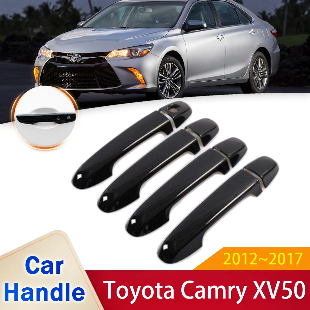 

for Toyota Camry XV50 Aurion Daihatsu Altis 2012~2017 Gloss Black Door Handle Rustproof Stickers Cover Car Exterior Accessories