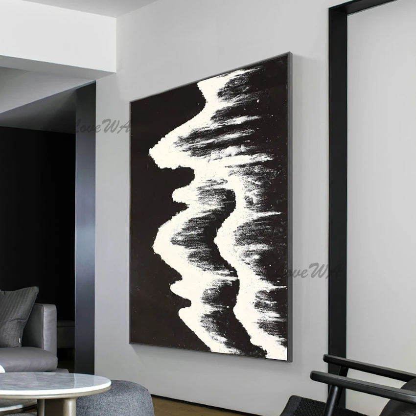 Black White Art Unframed Easy Pictures To Paint Abstract African Paintings Handmade Canvas 3d Beautiful Picture Scenery Wall