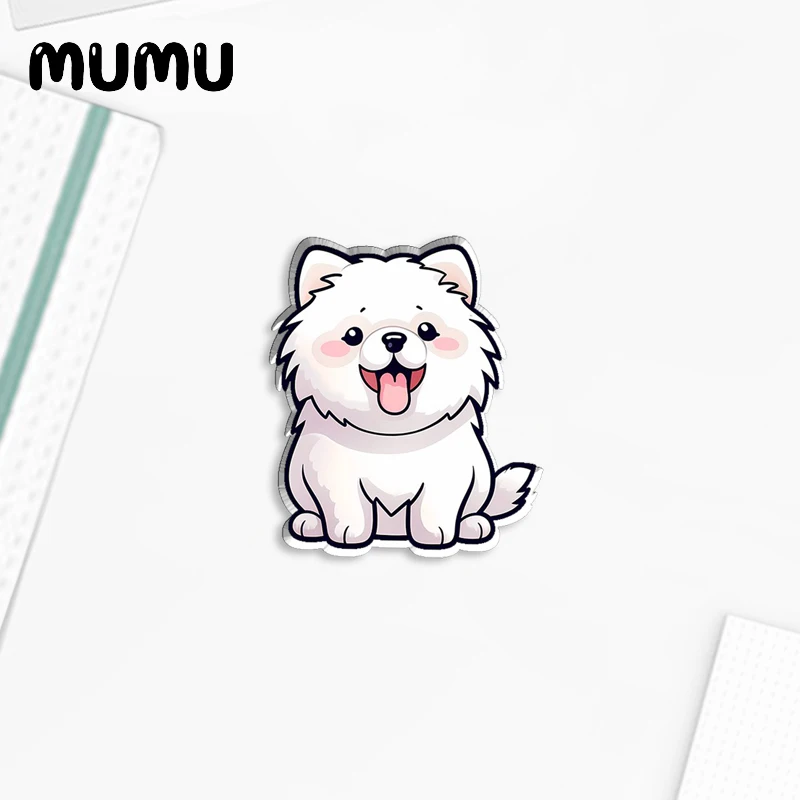 2023 New Cute Samoyed Lapel Pin Acrylic Brooches White Puppy Handmade Epoxy Jewelry Shirt Bag Badge