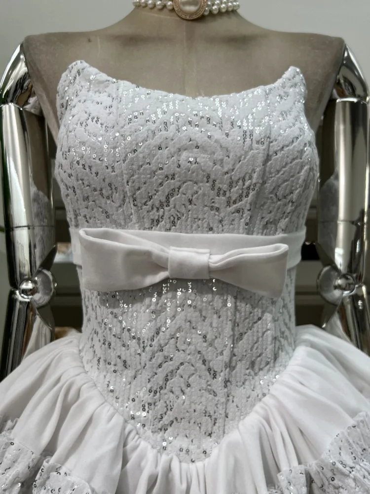 ชุดเดรสผ้ากำมะหยี่แบบปะติดปะต่อสำหรับผู้หญิง DFDG ปี 2025 ทรงคอร์เซ็ท สายเดี่ยว ช่วงเอวทรงวี เหมาะสำหรับงานแต่งงาน งานปาร์ตี้ริมชายหาด งานเลี้ยงตอนเย็น ชุดเดรสออกแบบโดยดีไซเนอร์ สำหรับฤดูใบไม้ผลิและฤดูร้อน