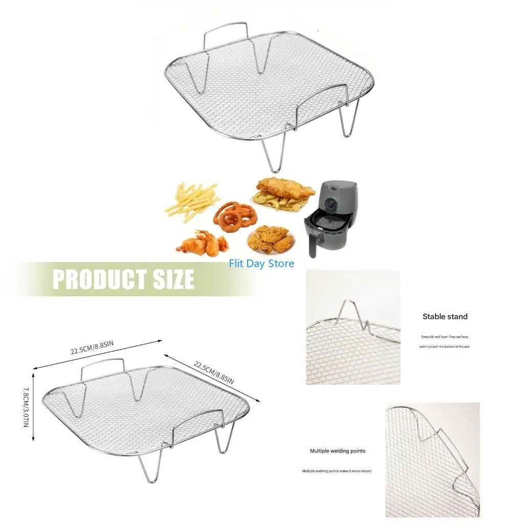 F92C Square Air Fryers Meshes Tray Stainless Steel For Baking And Grilling