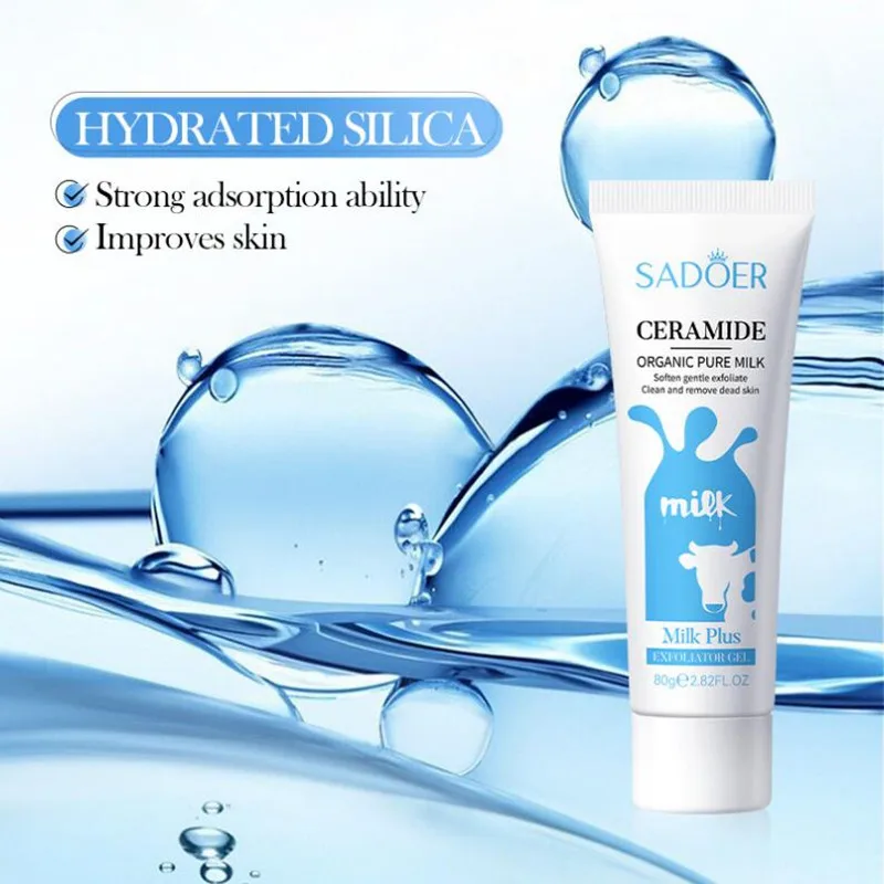 80G Milk Face Exfoliating Cream Facial Scrub Cleanses Gel Acne Blackhead Treatment Shrink Pores Bright Whitening Peeling Gel