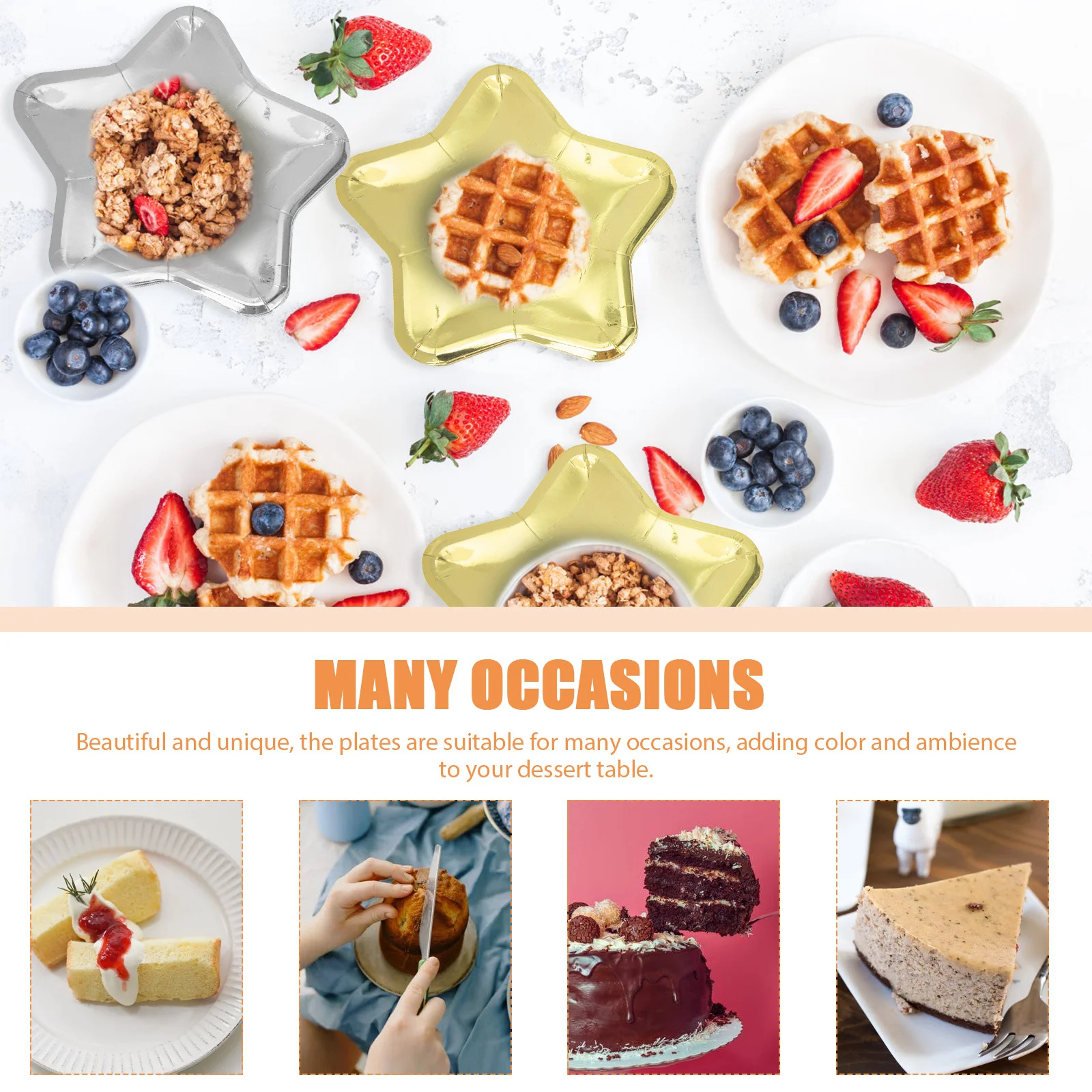 

20Pcs Eco-Friendly Star Paper Plates Disposable Multi-Function Festival Gathering Food Cake Dinner Plates Food Plate