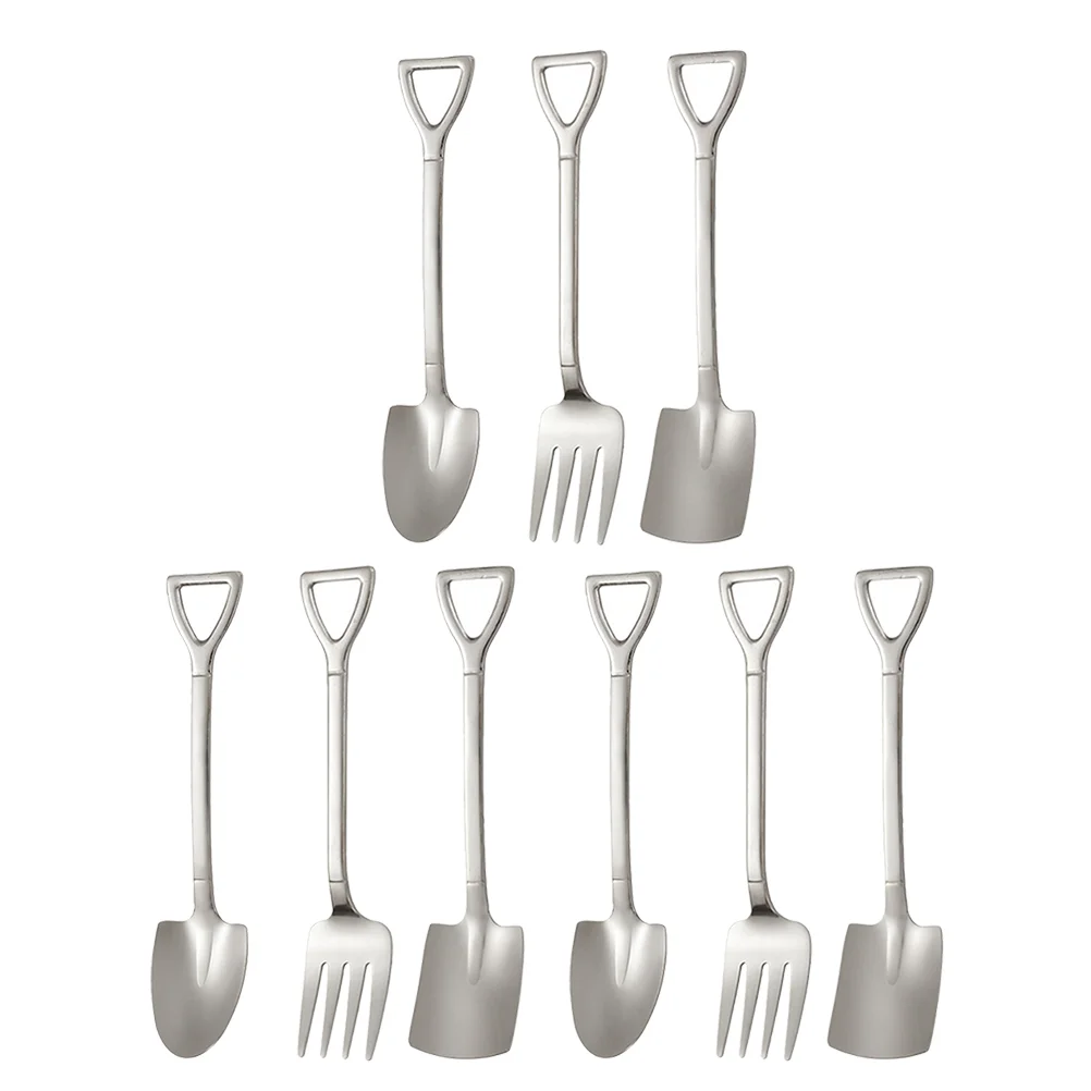 

9 Pcs Stainless Steel Dessert Spoon for Home Stirring Coffee Serving Spoons Stirrers Pointed Cocktail