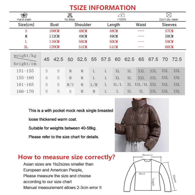 Winter Women Cotton-padded Jacket Casual Mock Neck Thickened Down Coat Single Breasted Pocket Warm Loose Vintage Short Cardigan