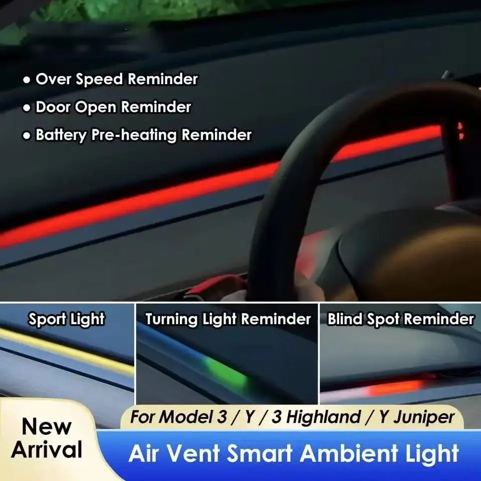 

Smart Air Vent Ambient Light System Blind Spot Monitoring BSD System for Tesla New Y Juniper Model 3 Highland Model 3 Y 2021+