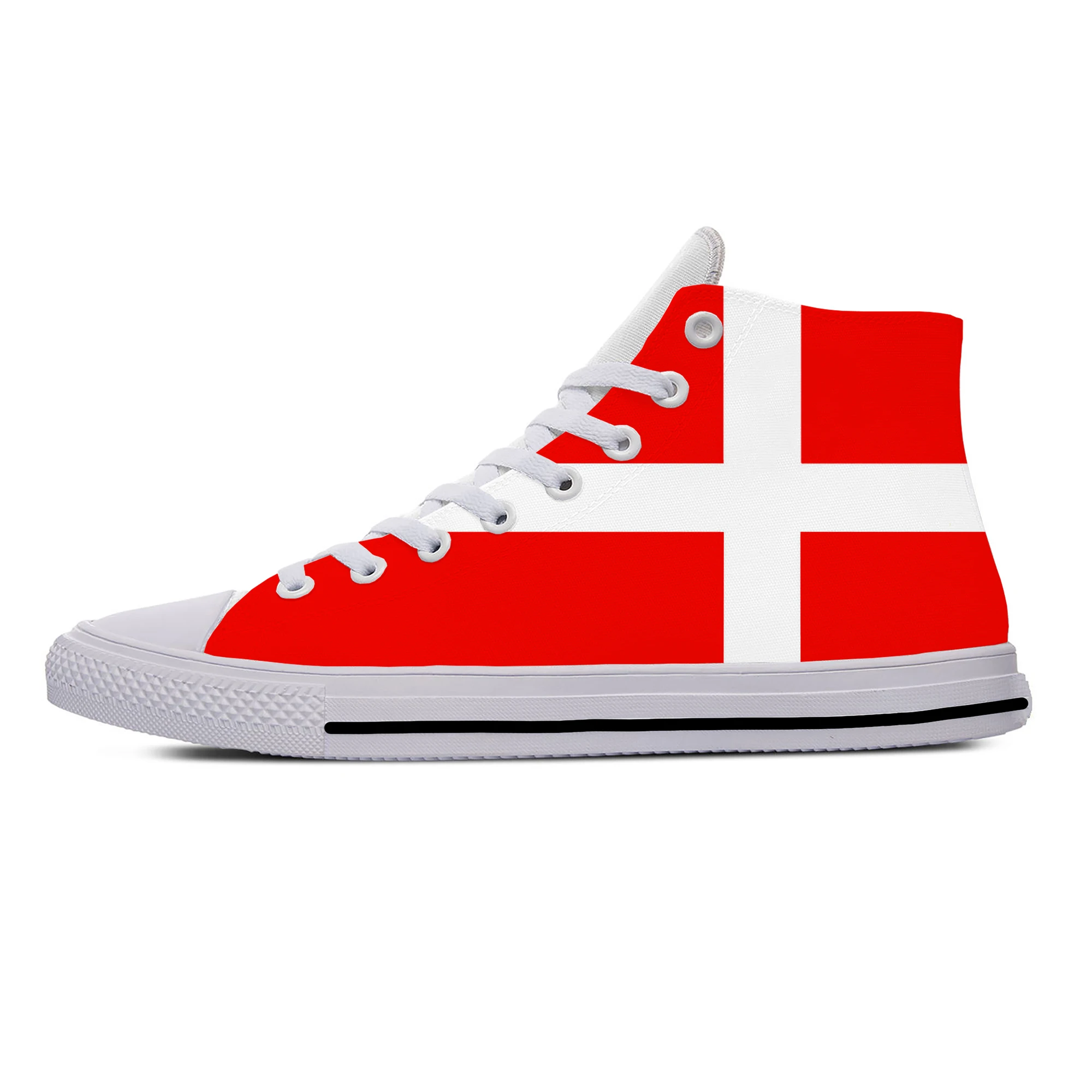 Hot Denmark Danish Kingdom Flag Patriotic Fashion Casual Cloth Shoes High Top Lightweight Breathable 3D Print Men Women Sneakers