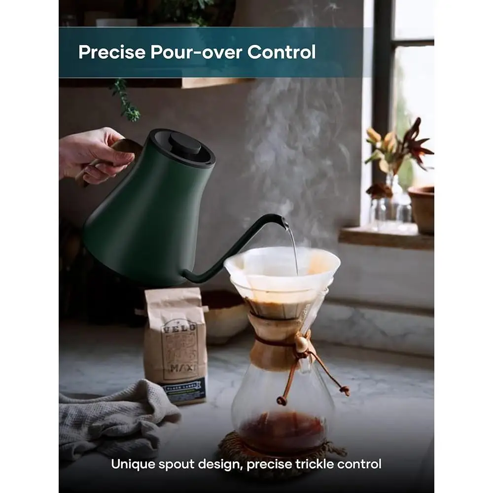 Chaleira elétrica pescoço de ganso em aço inoxidável ±1 ℉   Controle de temperatura despeje sobre café, chá, fermentação, cronômetro, função de retenção