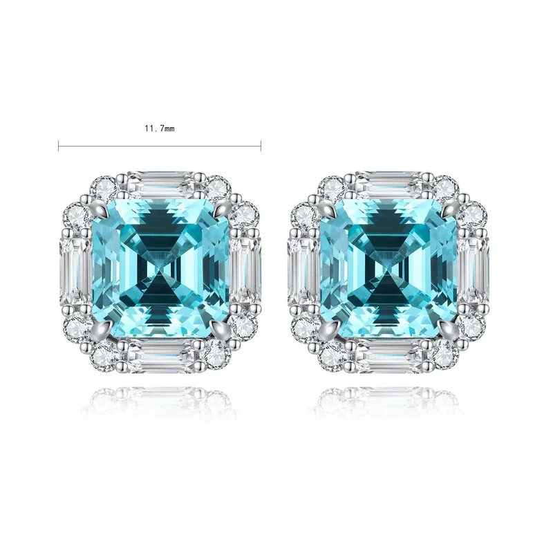 High Quality S925 Lab Grown Paraiba Earring Stud Dainty Gemstone Stud Earrings for Women Daily Wear Gift Hypoallergenic