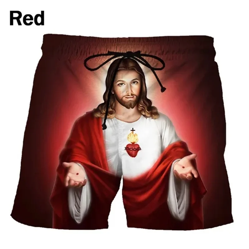 Pantalones cortos con estampado 3d de Jesús para hombre y mujer