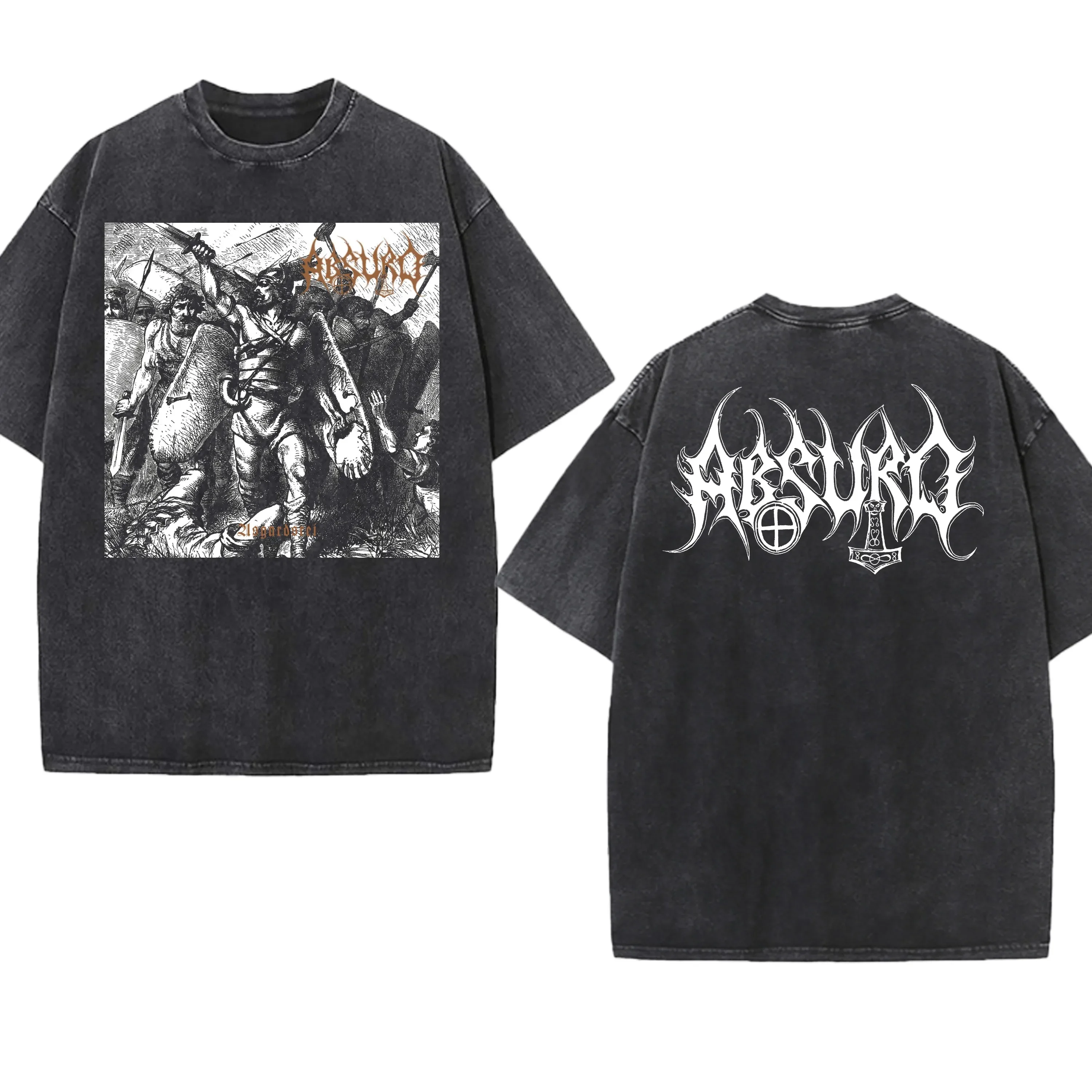 Absurd Washed Band Fans T-Shirt  Gothic Gift Mens Clothing Graphic Vintage Hip Hop T-shirt Streetwear Tees Short Sleeve