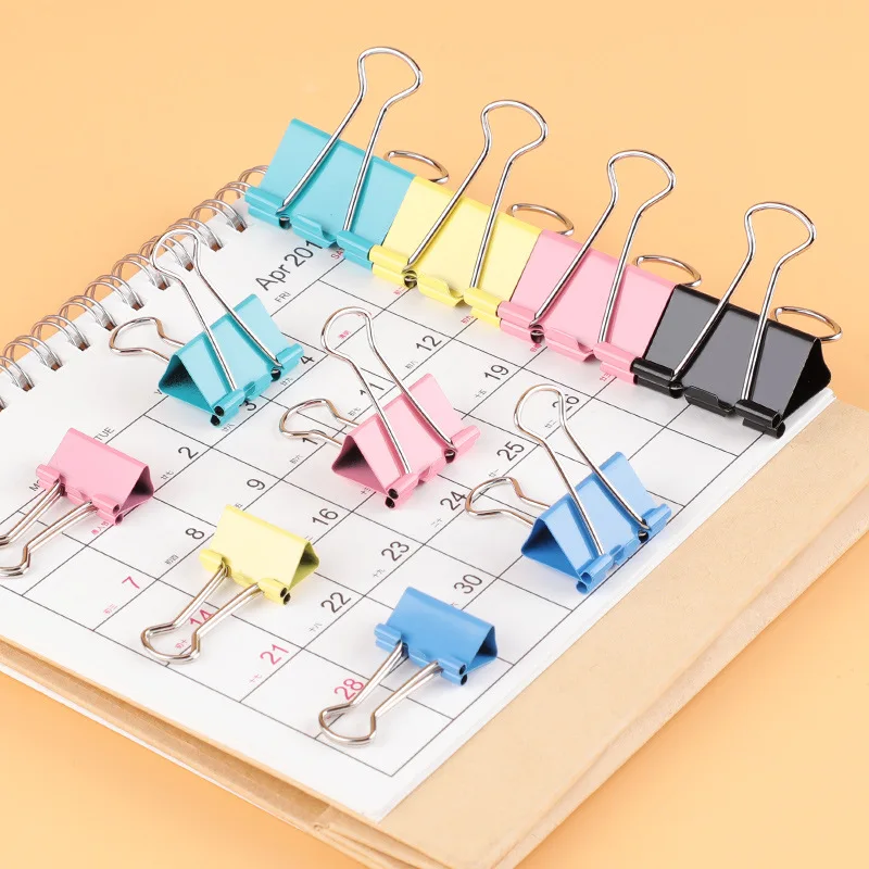 50-63 Pcs/Lot Metal Mixed Binder Clip Stationery Long Tail Clip Folder Colored Dovetail Clips