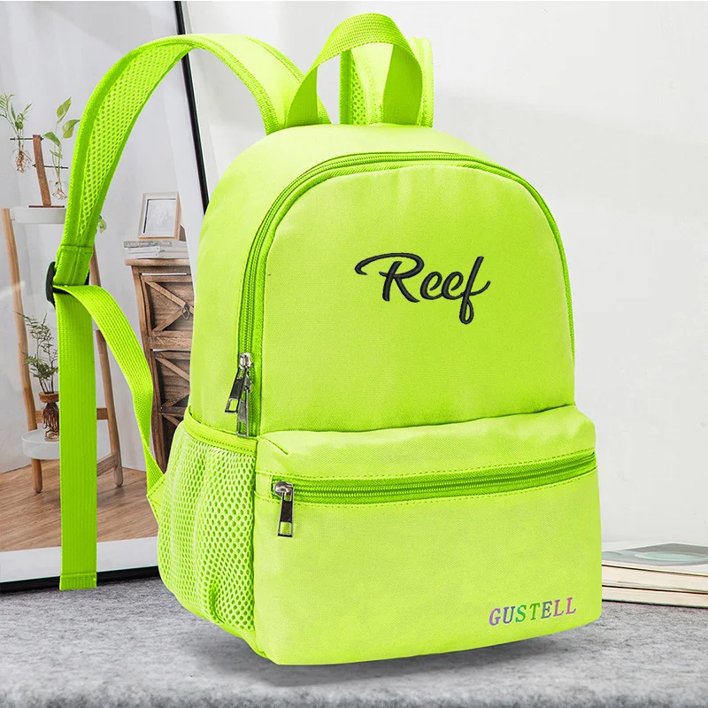 Personalized Embroidered Name Oxford Cloth Backpack Simple Candy Color Backpack Men\'s And Women\'s Primary School Backpack