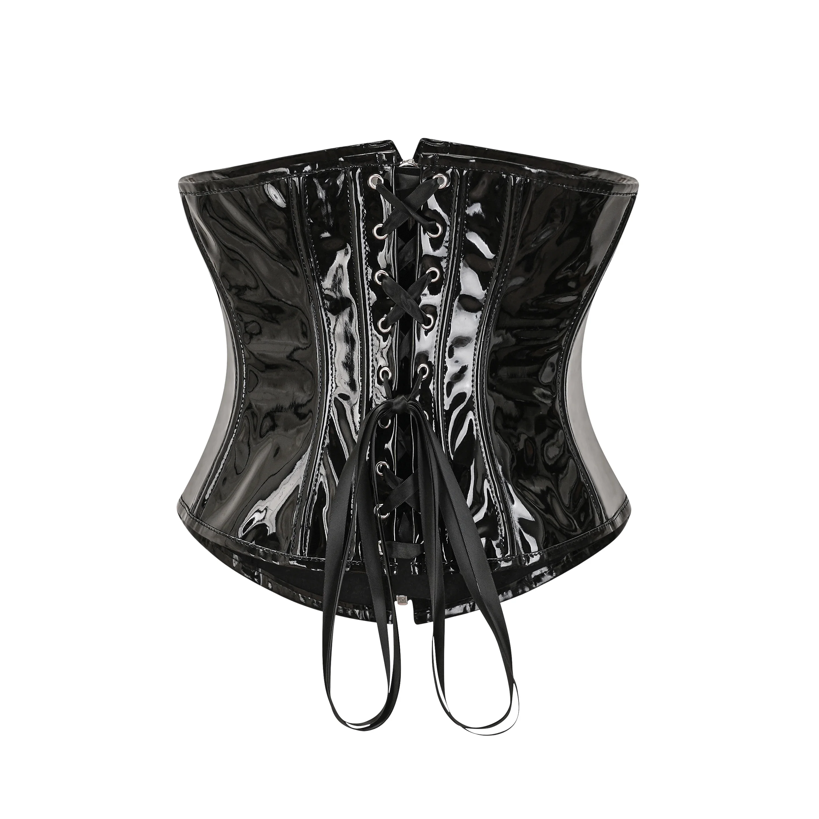 Fashion Steampunk Corset Top Gothic Womens Slimming Underbust PVC Leather Bustier Body Shaper Sexy Zipper Waist Cincher Corselet