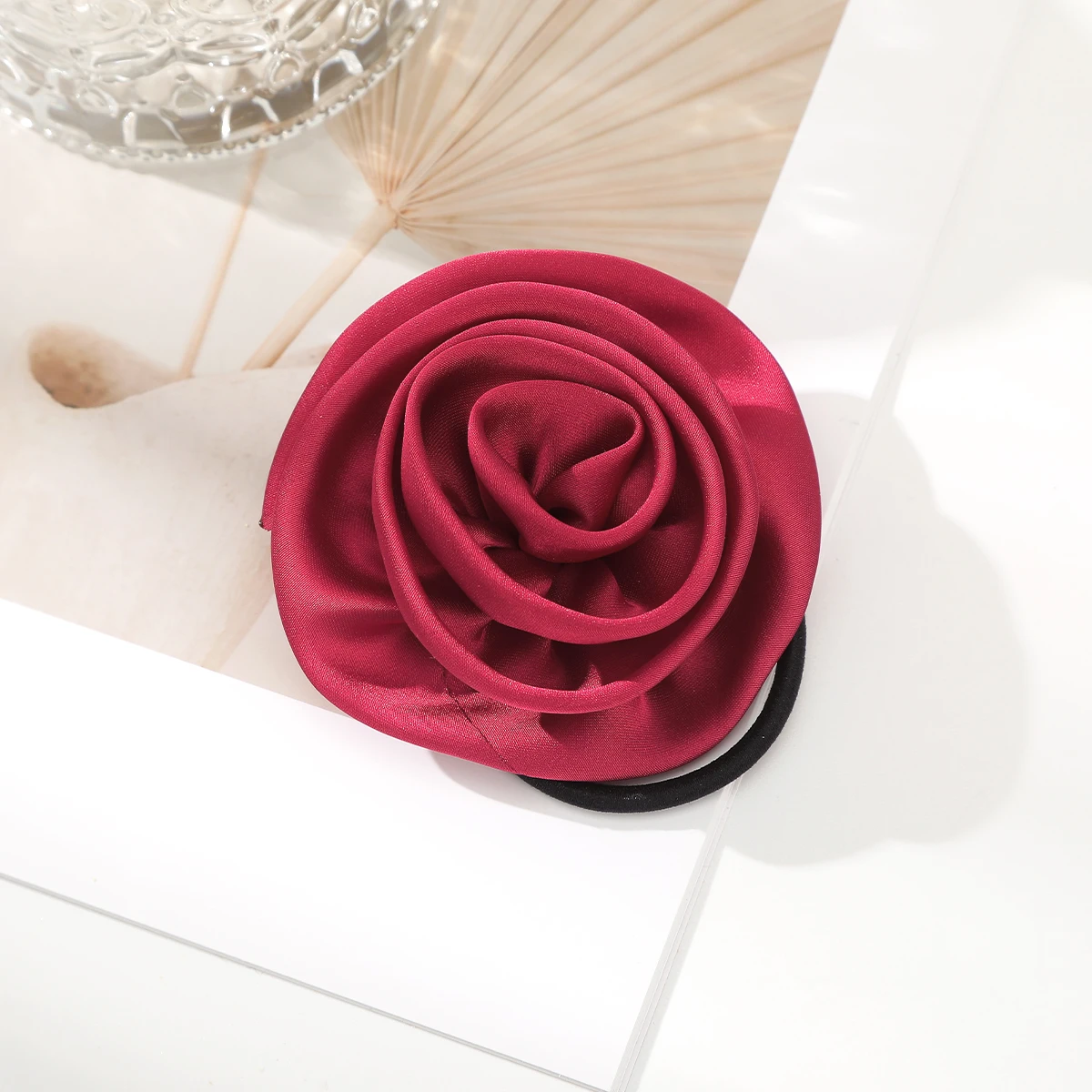 French Satin Retro Rose Hair Ropes Women Elegant Temperament Hair Tie Rubber Band Girls Elastic Hair Rope Hair Accessories