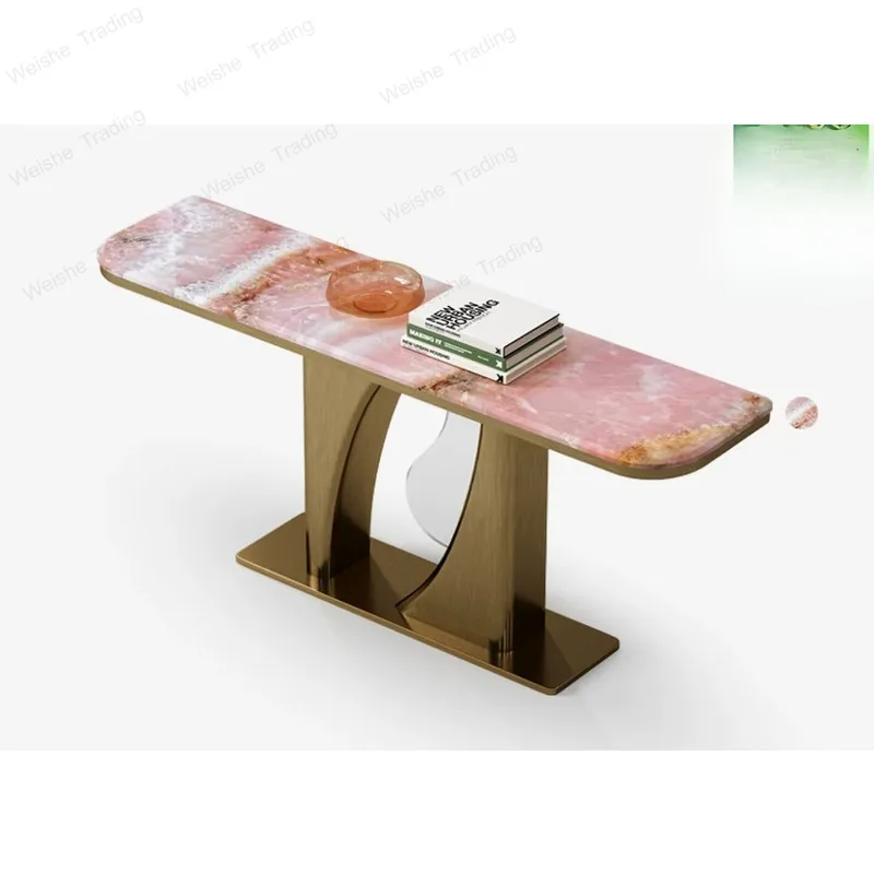 Entry is opposite the door, entrance table, corridor, aisle storage, entrance platform, natural luxury stone, end view platform