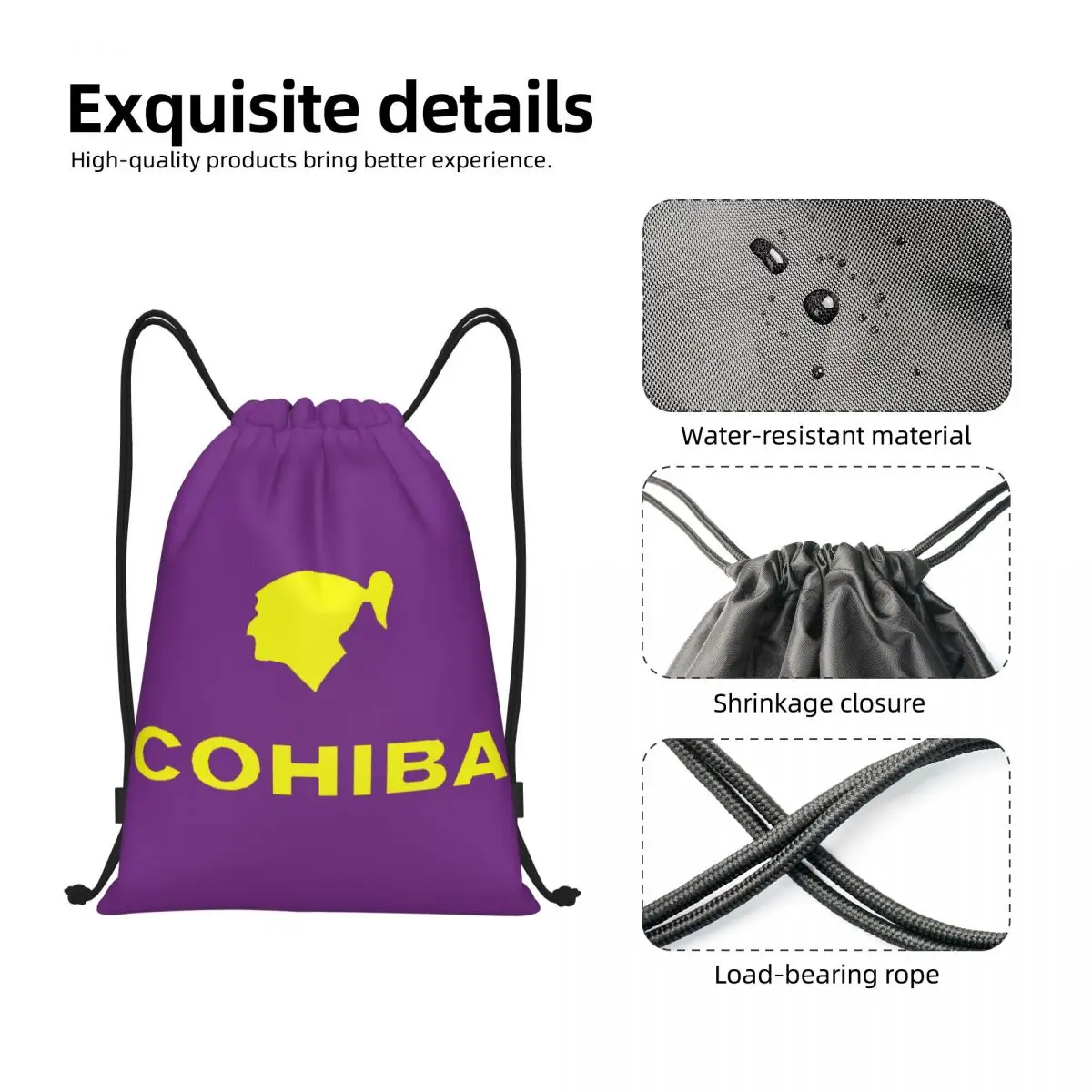 Cohibas amarillas personalizadas con cordón para hombre y mujer, mochila ligera para almacenamiento de cigarros, Cuba, deportes, gimnasio