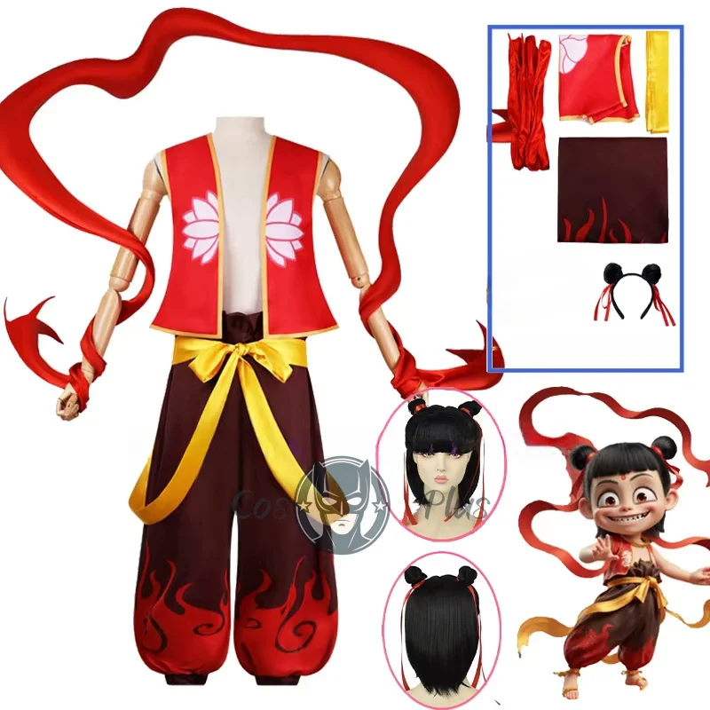 

Nezha Cosplay Anime Magic Kid Ne zha Clothing Cute Prop Suit Wig Performance Outfit for Adults and Children Play