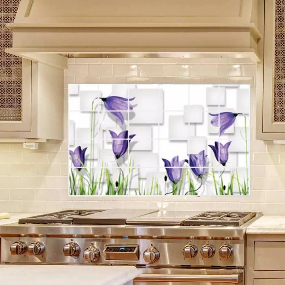 Oil-proof Kitchen Wall Sticker Flower Vegetable Fruit Dolphin Self-adhesive Waterproof Heat Resistant Kitchen Wall Art Decal