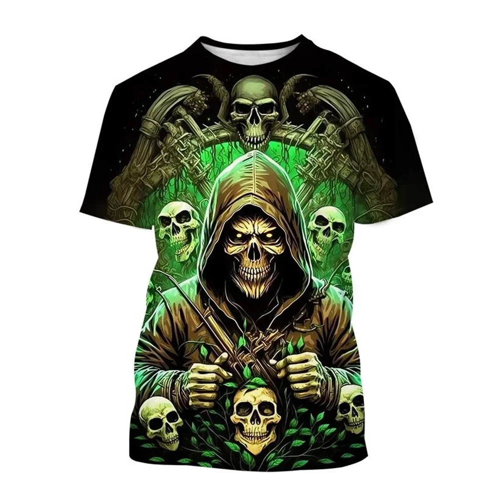 

Funny 3D Horror Skull Print Men's T-Shirts Casual O-neck Short Sleeve Tops Hip Hop Punk Harajuku Streetwear Fashion Loose Tees