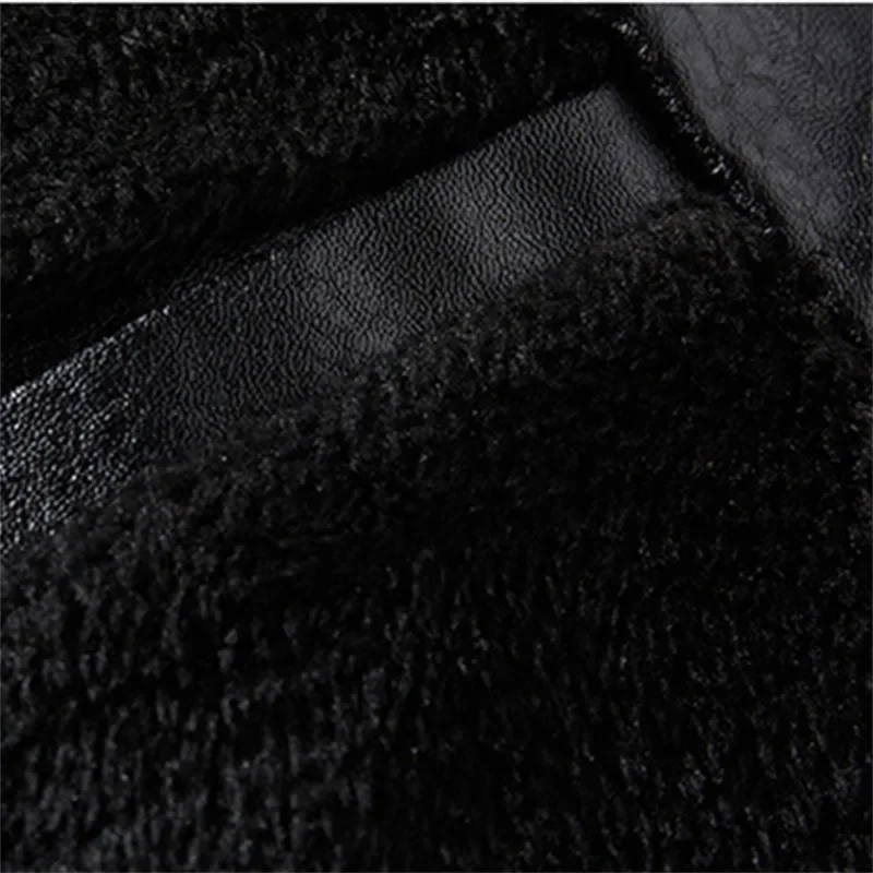 Men\'s Leather Jacket Men\'s Winter Fleece Men\'s Stand Collar Biker Casual Windproof Slim Fit Jacket Fleece Leather Jacket