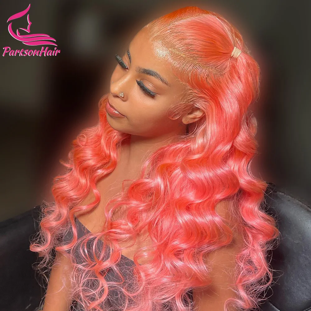 وردي فاتح 13x4 الدانتيل الشفاف الجبهة الباروكات للنساء البورمية فضفاضة موجة عميقة باروكة من شعر طبيعي شقراء ملونة الدانتيل الباروكات الأمامية